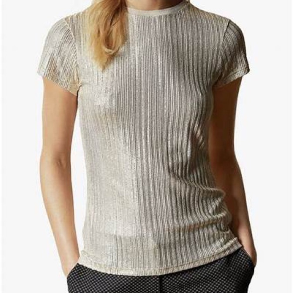 Ted Baker London Women's Top Catrino Metallic Fitted Size 1